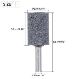 sourcing map 2pcs Abrasive Mounted Stone 1/4" Shank 0.8" Dia Cylindrical Corundum Grinding and Polishing Head for Engraving Rotary Tool