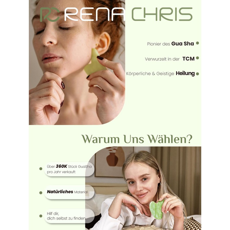 Rena Chris Gua Sha Gesichtswerkzeuge-Xiuyan Jade Gua Sha Stein für