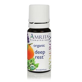 Amrita Aromatherapy USDA Certified Organic Deep Rest Essential Oil Blend - Non-GMO Relaxation, Sleep & Calming Synergy Blend - Undiluted, 10ML