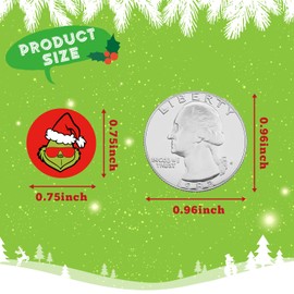 Adurself 540PCS Christmas Mini Kisses Candy Stickers Green Monster Chocolate Drop Labels Wrappers 0.75 Inch Round Holiday Card Cupcake Decorations for Xmas Party Favors Decorations Supplies