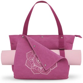 Gonex Yoga Mat Bag, Yoga Gym Bag Tote Bag with Multi Pockets for Women Men, Canvas Yoga Mat Carrier Take in Out Mat Easily for Pilates Travel Workout Office