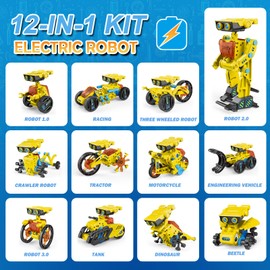 AESGOGO 12-in-1 Electric Robot Kit, STEM Projects Toys for Kids Age 8-12 Birthday Gifts, DIY Building Science Experiment Kit Battery Powered Education for Boys Girls Aged 8 9 10 11 12 13 14 Year Old
