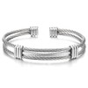 COOLSTEELANDBEYOND Men Women Stainless Steel Twisted Cable Adjustable Cuff Bangle
