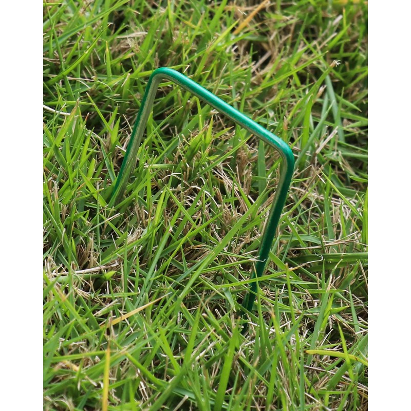 QWORK® Pack of 50 Ground Anchors, Half Green, 150 mm