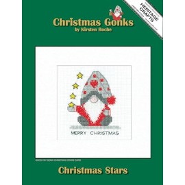 Heritage Crafts Gonk - Christmas Stars - Counted Cross Stitch Christmas Card kit by Kirsten Roche