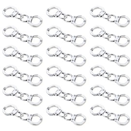 JKJF 20 Pairs Metal Handcuff Charms Mini Simulation Handcuffs Policeman Police Pendants Connector for DIY Crafts Necklace Bracelet Jewelry Making - Silver
