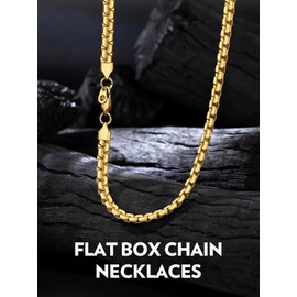 Bandmax Stainless Steel Cable Chains 28 Inch Long 4MM Wide Flat Snake Chain Necklace for Men Women Chic Ins Style Link Necklaces Collar para Hombre