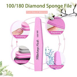 Nail Buffer Block for Nail Art Care, Bloque de uñas de Cuidado de uñas, Sponge Nail Files, Lima de uñas Esponjosa, Double Sides Design 100/180 Grit, D