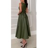CHARTOU Women PU Faux Leather Sleeveless Elegant Flowy Long Dress