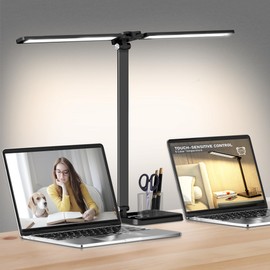 CHARYJOD Dimmable LED Desk Lamp with USB Charging Port Bright, 50 Lighting Modes Dual Swing Arm Architect Table Lamp Light Desk Lamp for Home Office Dorm Piano Nail