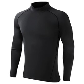 Sillictor Kids Sports Innerwear, High Neck, Compression Wear, Sports Undershirt, Training, Soccer, Rash Guard, Breathable, Quick Drying, UV Protection, All Seasons, black