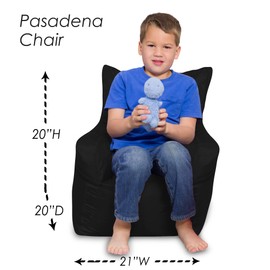 Posh Creations Bean Bag Chair Structured Seat for Toddlers and Kids, Comfy Chair for Gaming, Reading, and Watching TV for Children, Pasadena Chair, Microsuede - Black