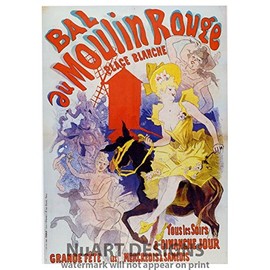 NuArt Designs Vintage Art Nouveau Advertisement Reproduction Giclee Poster BAL AU Moulin Rouge - Place Blanche.