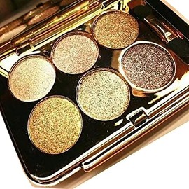 Set De Sombras De Ojos Con Purpurina Dorada, 6 Colores Brillantes - Alta Pigmentación, Larga Duración, Resistente Al Agua Y Al Sudor - Paleta...      
