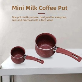 Non Stick Milk Pan, Enamel Milk Pan,Butter Warmer, Single Handle Coffee Warmer Boiling Pot Mini Milk Pan Aluminum Alloy Non Stick Anti Scalding for Cooking(Red)