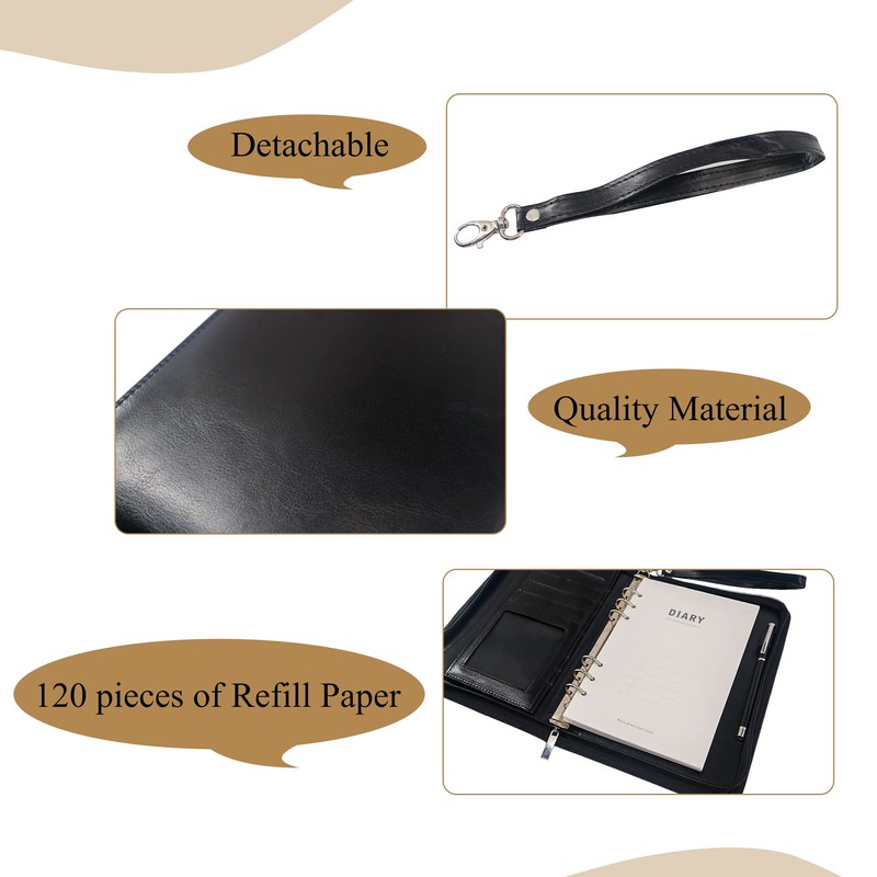 GraduationMall A5 Writing Case with Ring Binder Zip Portfolio Clipboard