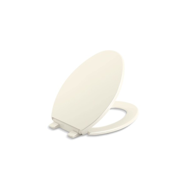 Kohler K-20110-96 Brevia Elongated Toilet Seat with Grip-Tight Bumpers, Quiet-Close Seat, Quick-Attach Hardware, Biscuit