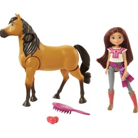 Mattel Spirit Untamed Lucky Doll & Spirit Horse Figure, Ride Together Playset & 2 Accessories, Doll "Jumps" & "Rides" on Walking Horse