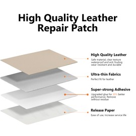 OcePor Self Adhesive Leather Repair Patch, 17 x 160 inch Leather Repair Tape, Leather Patches for Furniture, Vinyl Leather Repair Kit for Couches, Boat Seats, Furniture, Cars(Ivory Gray)