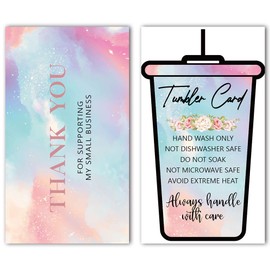 Tumbler Care Instructions Thank You Card, Tumblers Care Instruction Insert for Small Business, Customer Reminder Card for Small Business, Small Online Shop Package Insert, 3.5"X 2", Pack of 50