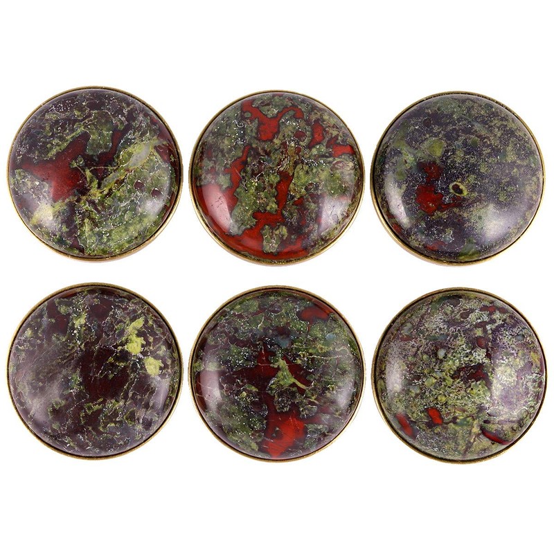 mookaitedecor Set of 4 Dragon Bloodstone Round Drawer Knob 32