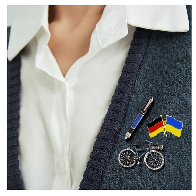 Germany-Ukraine Friendship Pin Flags Pin Germany and Ukrainian Flag Lapel