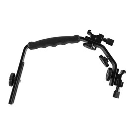 WANGCL Camera L-bracket with dual flash cold shoe mount 1/4" threaded holes for standard cameras or camcorders