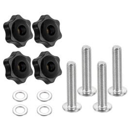 sourcing map 4 Sets Star Knob Kit, M8 Metric Thread 38mm Head Threaded 6-Star Knobs with M8 x 40mm Hex Socket Bolts & M8 Flat Washers, Clamping Handles Track Accessories for Woodworking Jigs