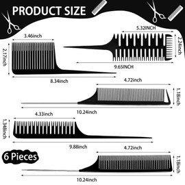 Peine para teñir el cabello, 6 piezas, peine para teñir el cabello, peineta para peinar la cola de rata, peinetas para teñir el cabello (varios estilos)