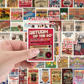50Pcs American Retro Poster Stickers for Girls Boys Children Teens,Poster Retro Style Stickers for Laptop Water Bottles,Bicycle,Skateboard,Computer,Waterproof Vinyl for Wall,Graffiti Stickers