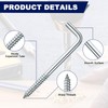 Pack of 210 L Hooks, Screw Hooks, L-Shaped Screw Hooks
