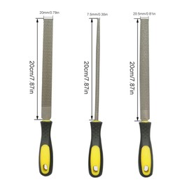 JOYIAL Set of 3 Metal Files, 20 cm High-Quality Metal Files Set, Professional File Set, Metal Professional Metal File Including Flat Blunt Arrow, Half Round File, Round File, for Metal, Wood