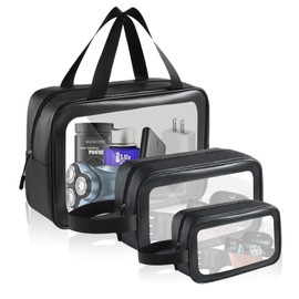 FH! Toiletry Bag for Men (3PC- Travel Size ToiIetries)– Waterproof Toiletry Bag, Travel Toiletry Bag, Clear Toiletry Bag, Clear Travel Bags for Toiletries, Tsa Approved Toiletry Bag