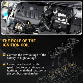 UF350 Ignition Coil & 4505 Double Iridium Spark Plug for 2002-2006 Nissan Altima,2002-2008 Nissan Sentra,2002-2013 X-Trail 2.5L L4 5C1395, C1398,22448-8H310, 22448-8H315,224488H311,22448-8H300