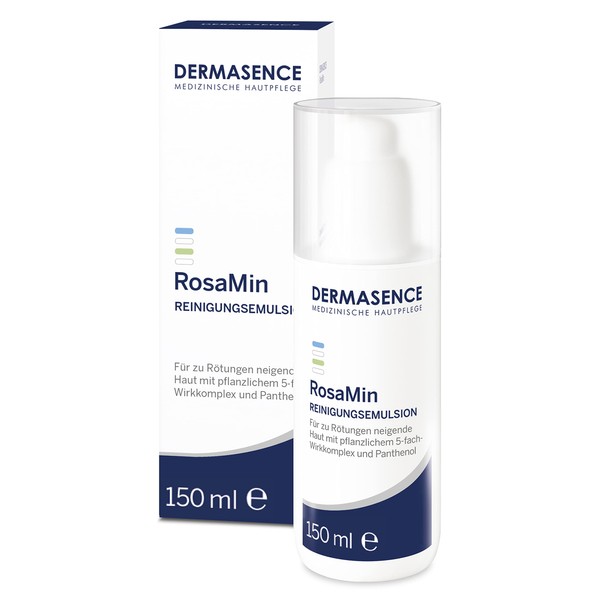 DERMASENCE RosaMin Cleansing Emulsion - for Sensitive Skin, Gentle, Soap-free Cleansing Emulsion with 5-fold Active Complex for Sensitive Rosacea Prone Reactive Skin - 150 ml