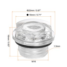 HARFINGTON 4pcs Air Compressor Oil Sight Glass M16 x 1.5mm Male Liquid Level Gauge Plastic Hex Head Oil Indicator Window with O-Ring for Air Compressor Fittings Gearbox Tanks, Transparent