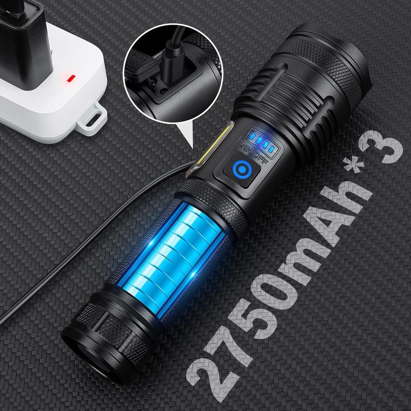 KINGCAESAR 3 Pack Rechargeable Flashlights 990000 High Lumen, Ultra Bright