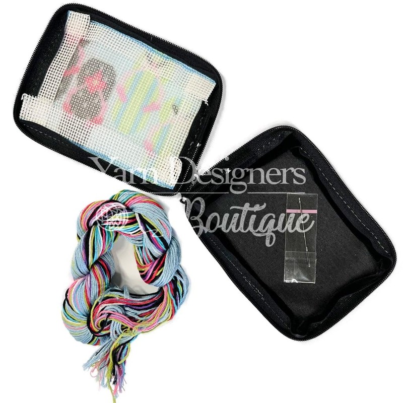 Stitch & Zip Coin Purse Kits, Cross Stitch Bright Hibiscus