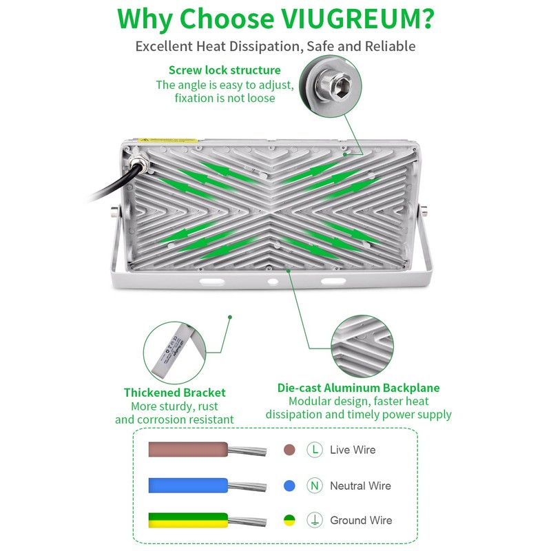 Viugreum 100W LED Flood Light, 8000LM 6000K Daylight White, 500W