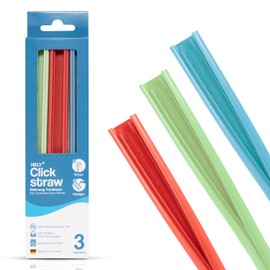 Hely ClickStraw Straw Set, Reusable Straws Made of Recyclable Plastic, Reusable Straws, Made in Germany, Length 190 mm, Pack of 3