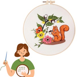 Traziewell Embroidery Sets for Adults Embroidery Kit Beginner with Animal Squirrel Pattern Starter Cross Stitch Kit DIY Hobbies and Crafts Kits for Adults Embroidery 0216