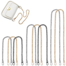 Pack of 8 Bag Chain Metal Chain Shoulder Strap Gold Chain Strap Shoulder Strap for Bags DIY Flat Chain Straps Replacement Strap Chain for Women Handbags Shoulder Bag Purse
