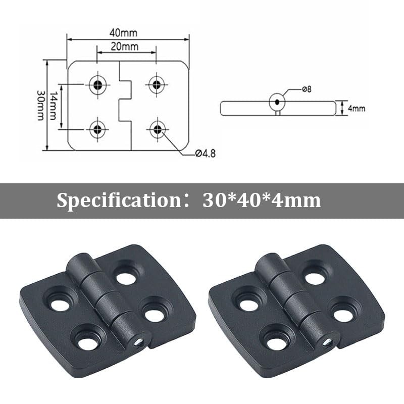 4PCS 50 x 50mm Door Hinges Black Nylon Plastic Hinges