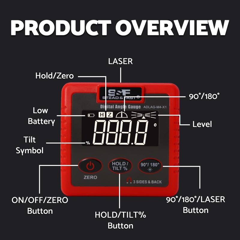 S&F STEAD & FAST Digital Angle Finder Magnetic with 4