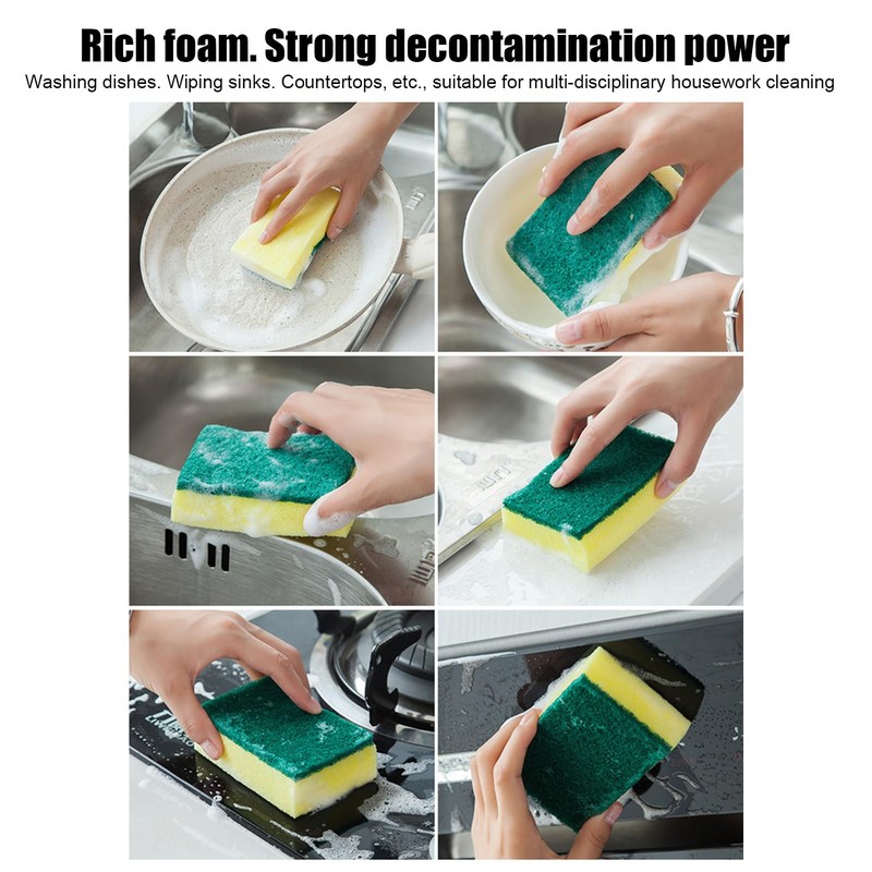 Sponges for Dishes, Scrub Sponges Kitchen Cleaning Brush, Double-Sided Brush