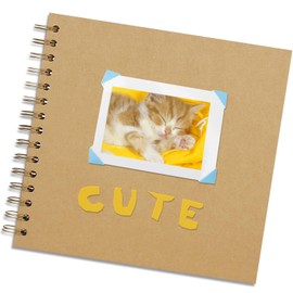 Vienrose DIY Photo Album with 40 Pages, Hard Cover Kraft Paper Spiral Album, DIY Scrapbook for Wedding, Birthday, Khaki