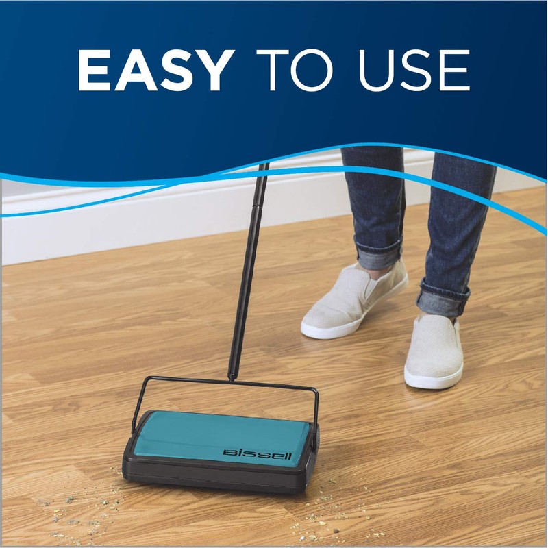 Bissell Easy Sweep Compact Carpet & Floor Sweeper, 2484A, Teal