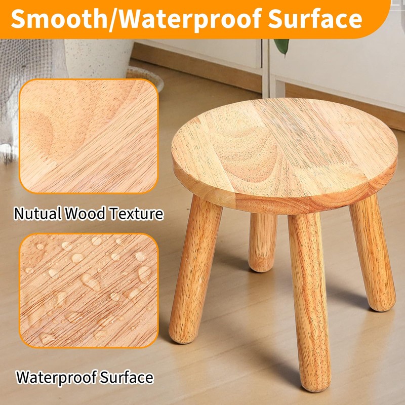Solid Wood Step Stool for Adults, 9 Inch Multi-Use Wooden