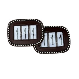 Competition Number Holder 3 Digit for bridles and Saddle pads with Rhinestones (Brown)