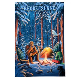 Lantern Press 24x36 Inch Giclee Print, Rhode Island, Find Your Inner Squatch, Camping Bigfoot